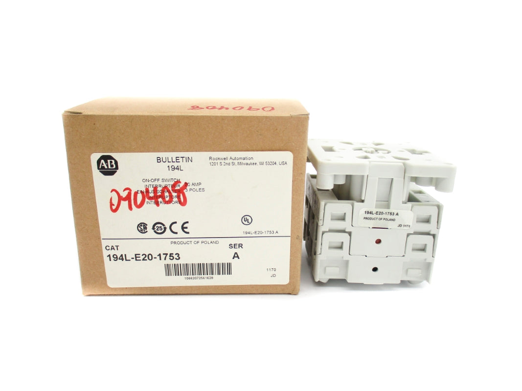 ALLEN BRADLEY 194L-E20-1753 SER. A 20A 690V (AS PICTURED) (BR/WH) NSMP