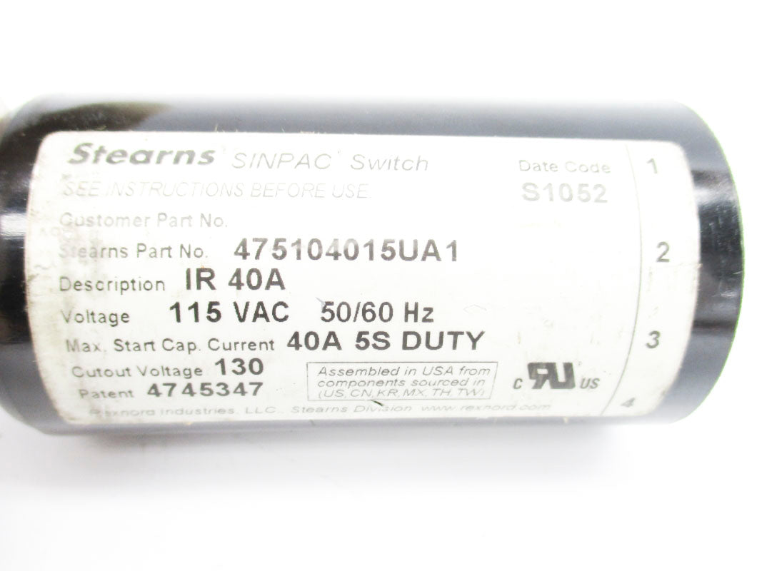 STEARNS 475104015UA1 115VAC 40A UNMP