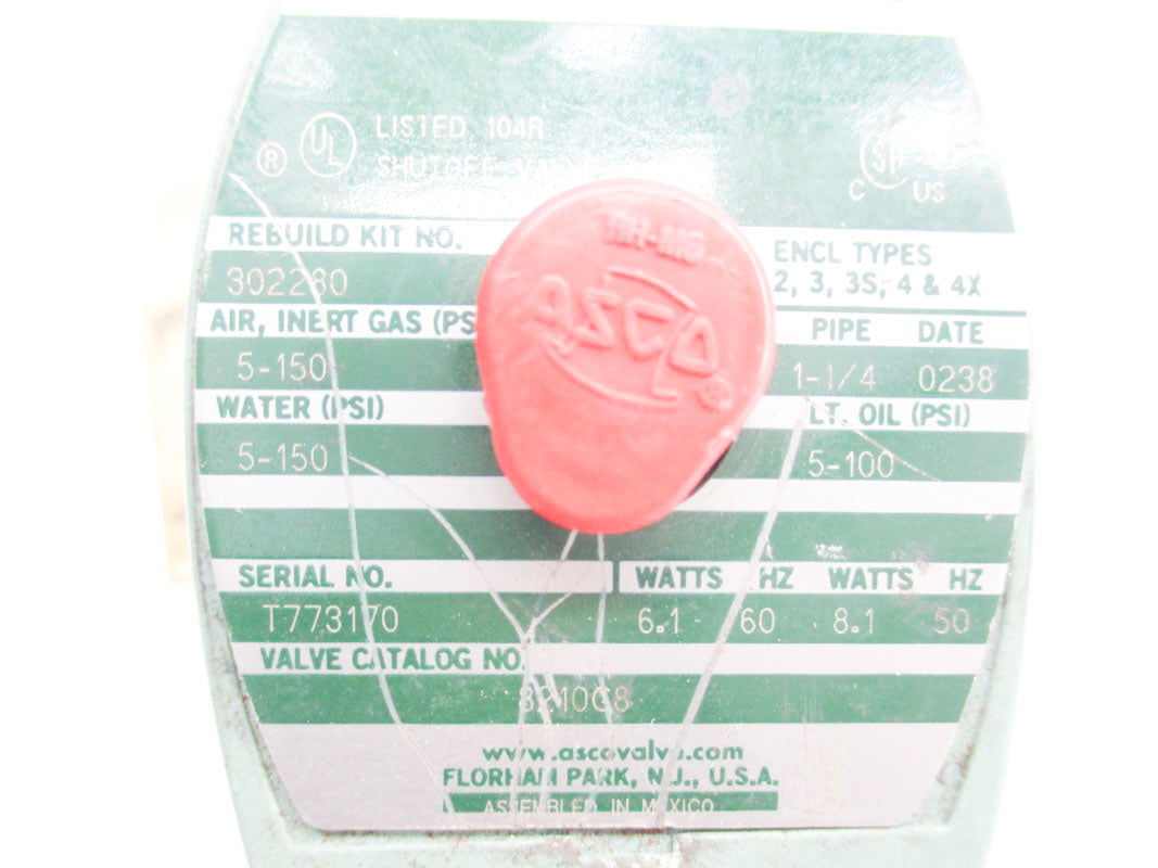 ASCO 8210G8 110/120V 5-150PSI 1-1/4" UNMP