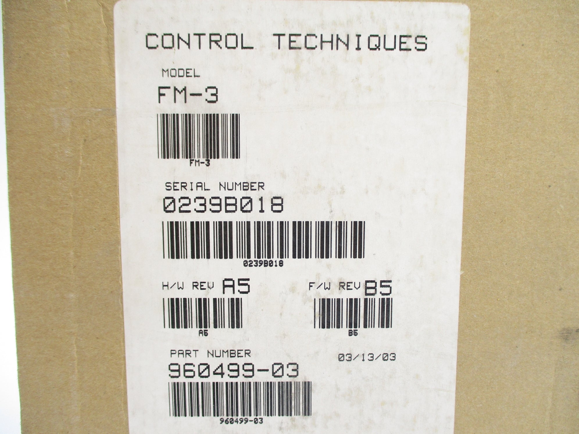 CONTROL TECHNIQUES 960499-03 FM-3 NSMP