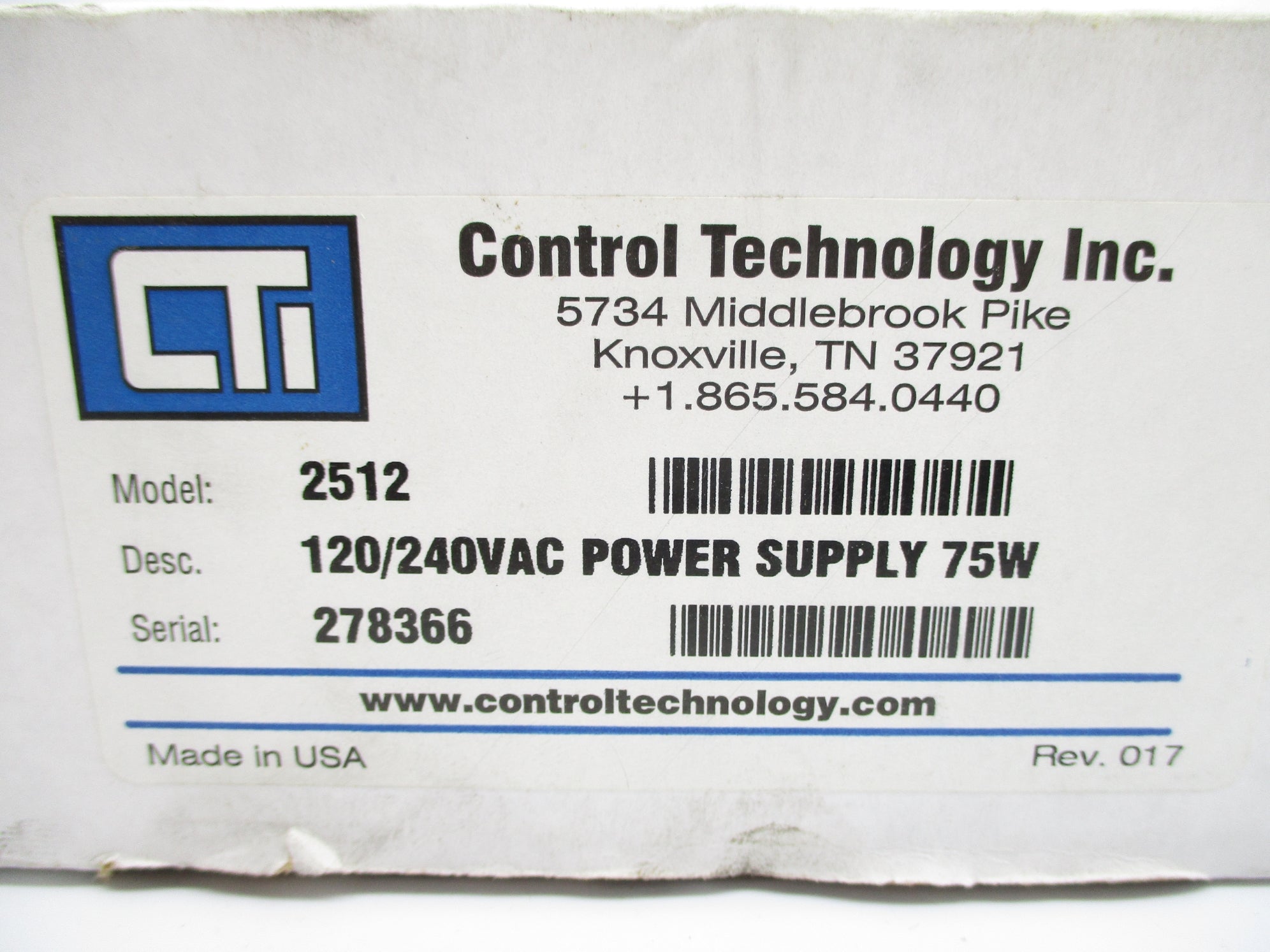 CONTROL TECHNOLOGY 2512 NSMP
