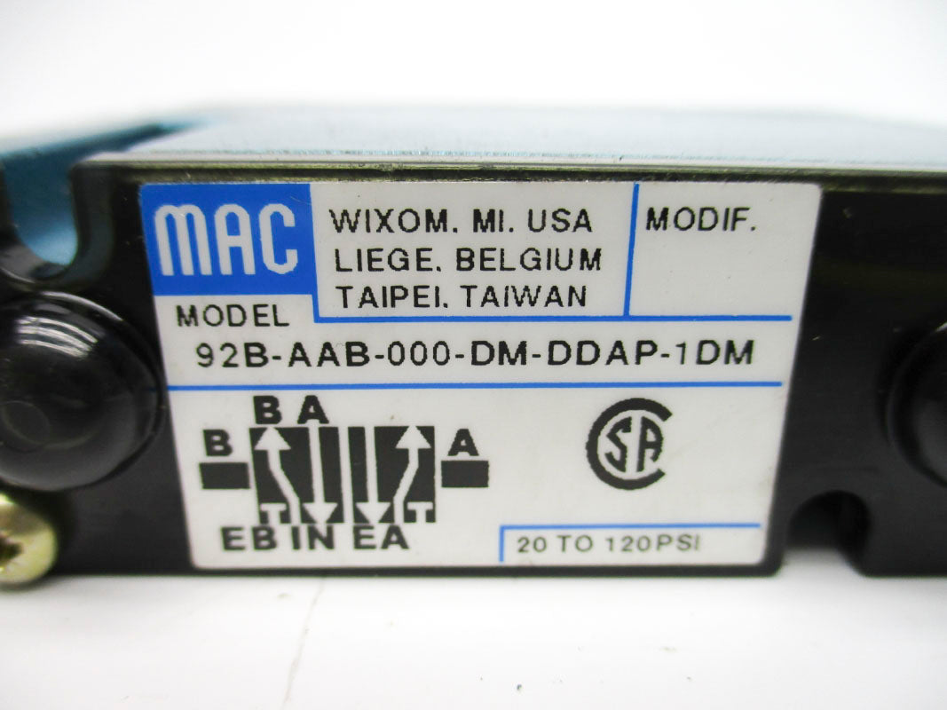 MAC 92B-AAB-000-DM-DDAP-1DM 24VDC 20-120PSI UNMP