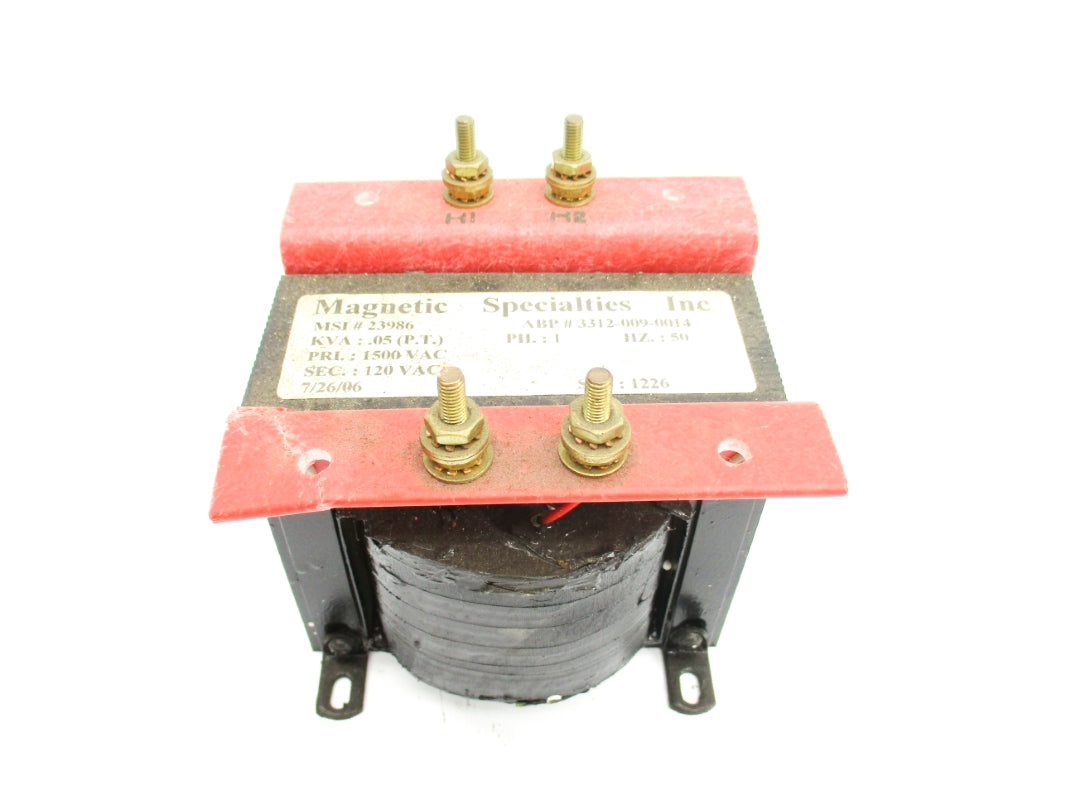 MAGNETIC SPECIALTIES 23986 3312-009-0014 .05KVA 1500VAC UNMP