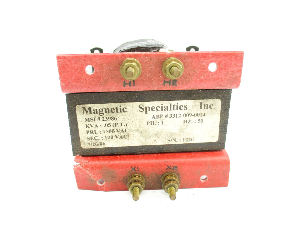 MAGNETIC SPECIALTIES 23986 3312-009-0014 .05KVA 1500VAC UNMP