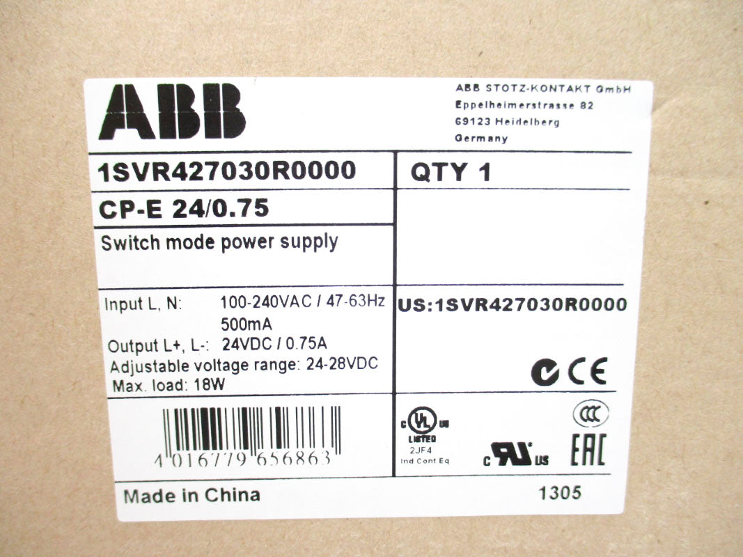ABB 1SVR427030R0000 CP-E24/0.75 100-240VAC 0.75A NSMP