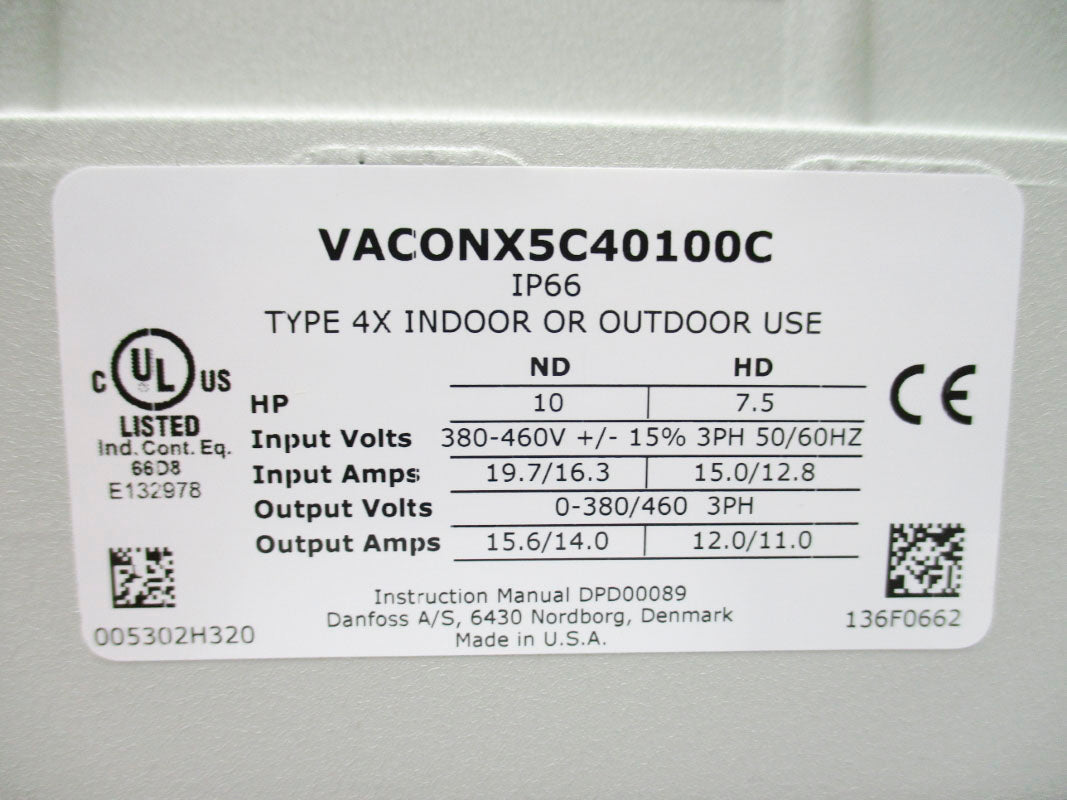 VACON VACONX5C40100C 380/460V 19.7/16.3A NSNP