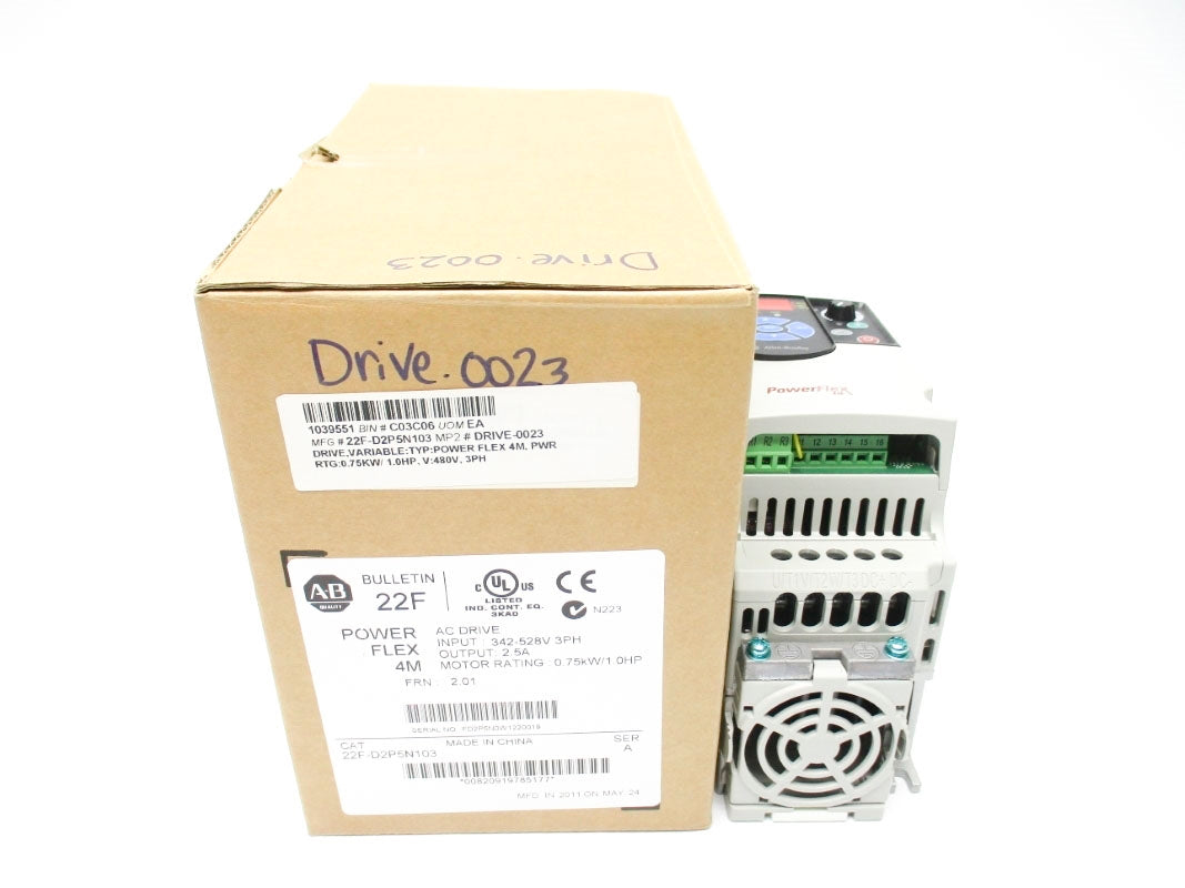 ALLEN BRADLEY 22F-D2P5N103 SER. A F/W 2.01 342-528VAC 3.5A NSMP
