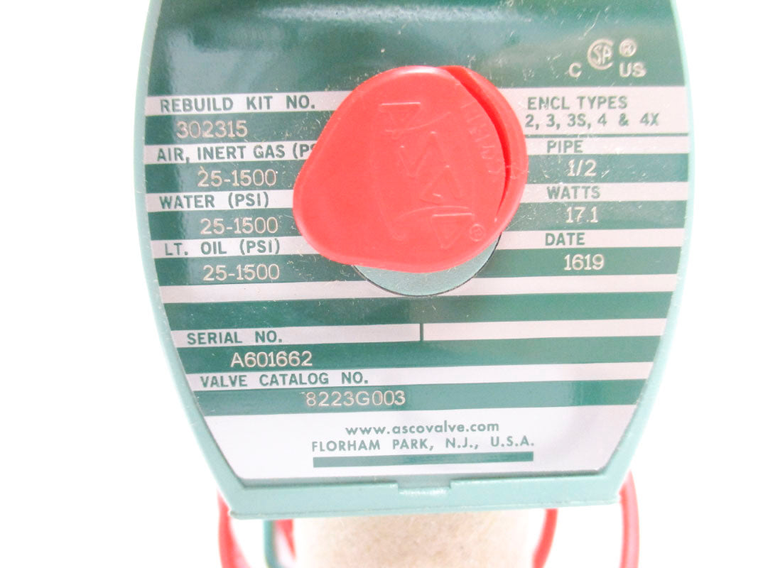 ASCO 8223G003 25-1500PSI 110/120V NSNP
