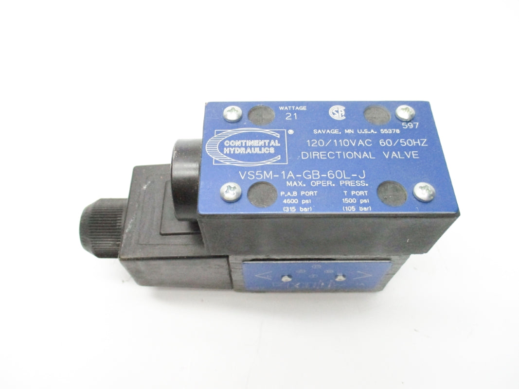 CONTINENTAL HYDRAULICS VS5M-1A-GB-60L-J 120/110VAC 4600PSI NSNP