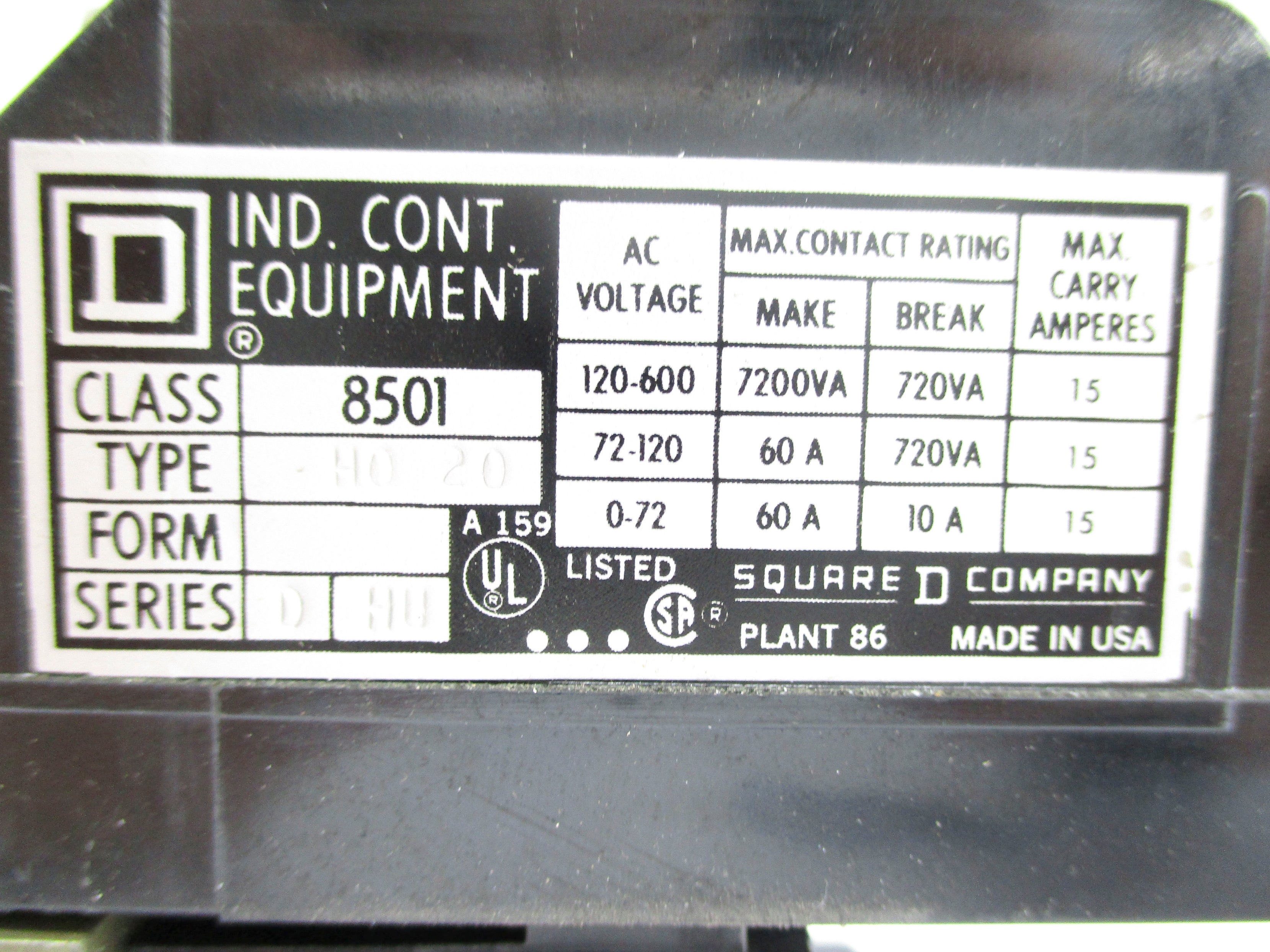 SQUARE D 8501HO20 SER. D 24V 15A NSNP