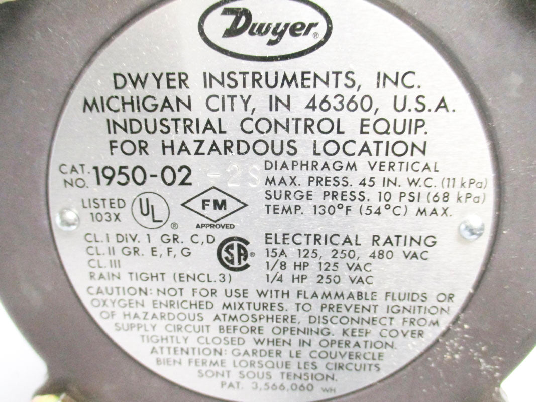 DWYER 1950-02-2S 45PSI 480VAC 15A UNMP