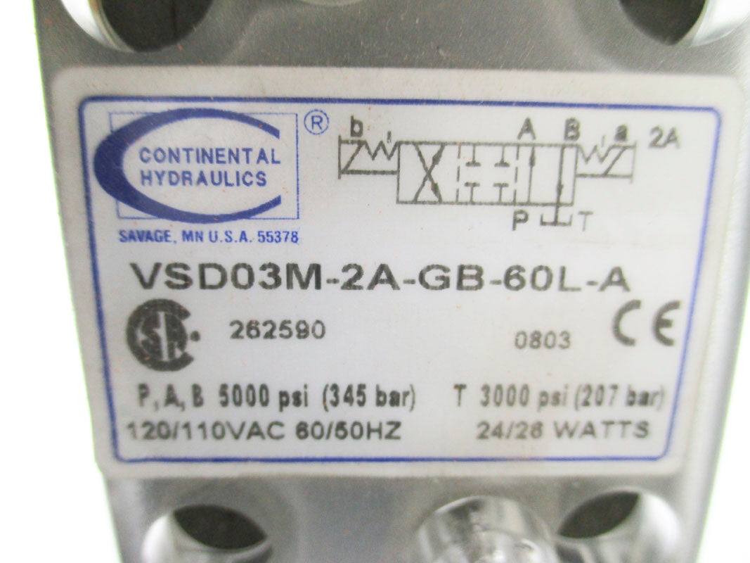 CONTINENTAL HYDRAULICS VSD03M-2A-GB-60L-A 110/120VAC 5000PSI NSNP