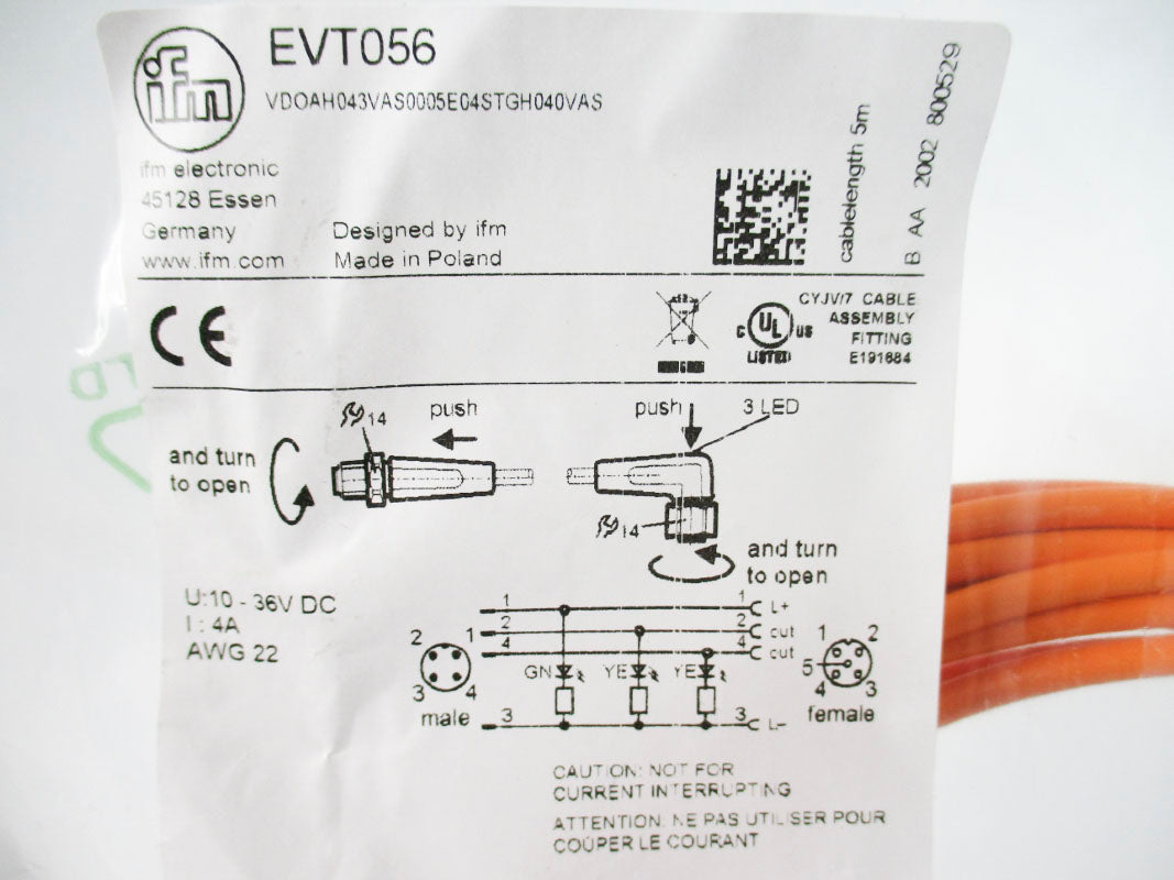 IFM EFECTOR EVT056 VDOAH043VAS0005E04STGH040VAS 10-36VDC NSMP