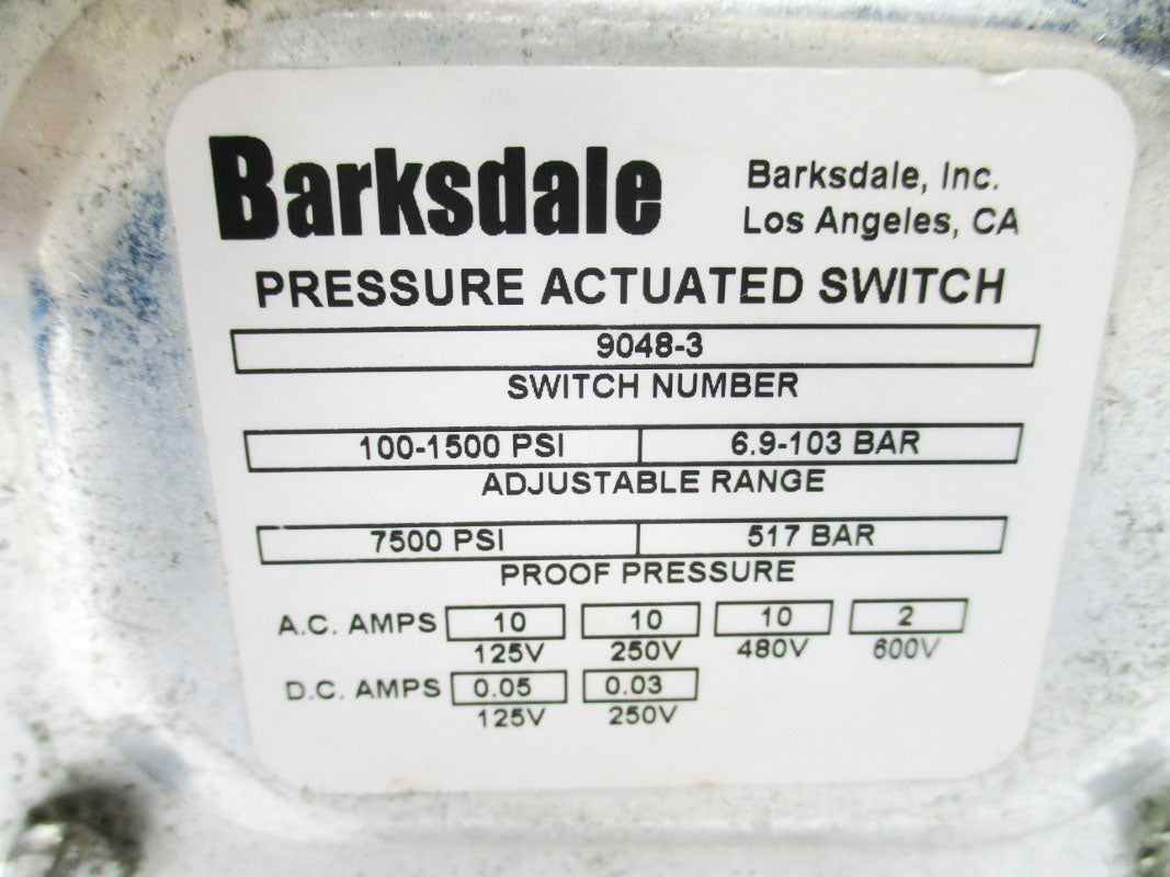 BARKSDALE 9048-3 100-1500PSI 600VAC 10A UNMP