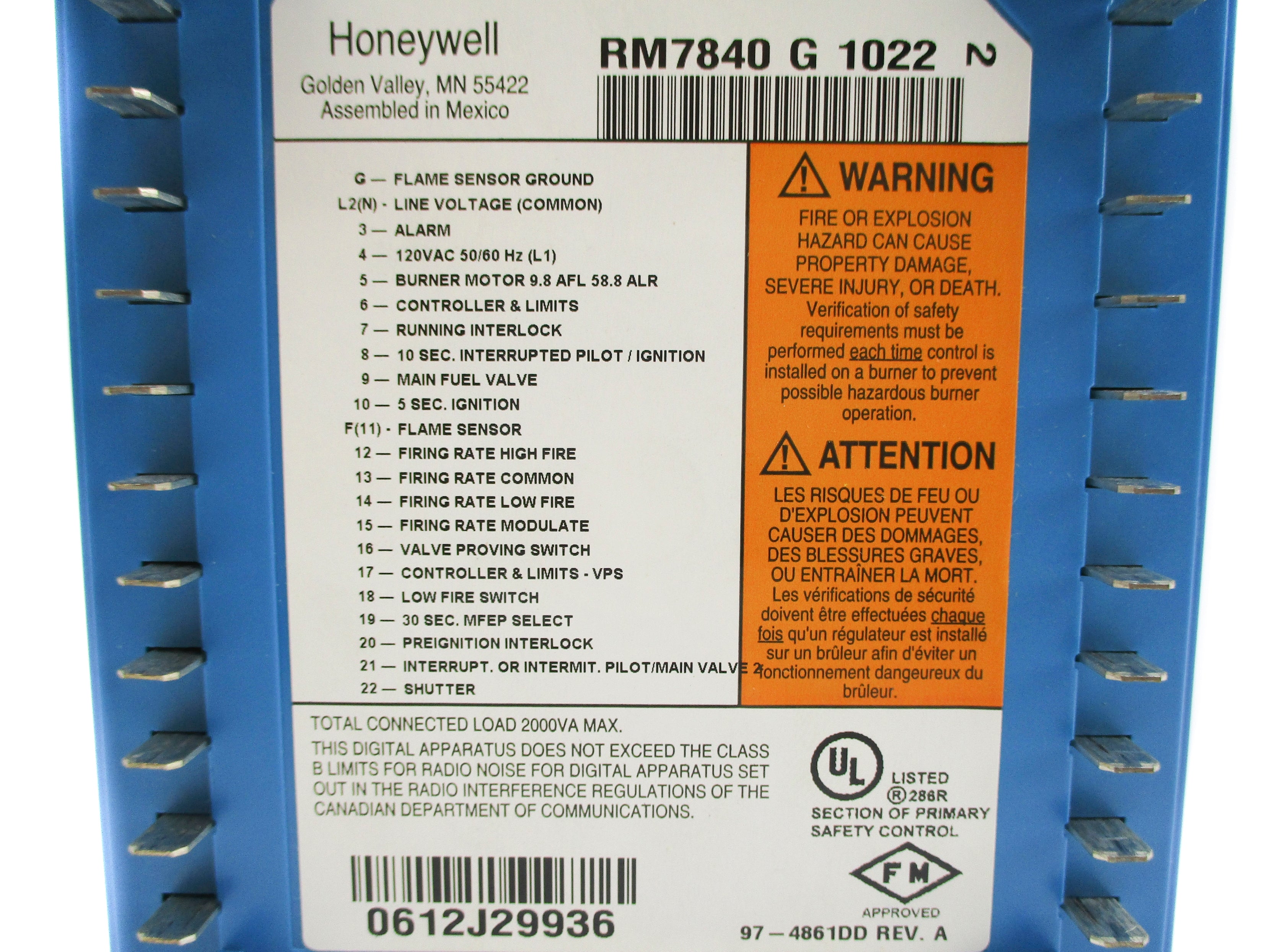 HONEYWELL RM7840G1022 NSNP