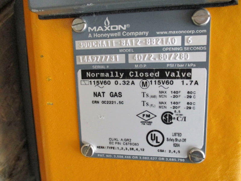 MAXON 300CMA11-BA12-BB21A0 115V 0.32A 280PSI NSNP