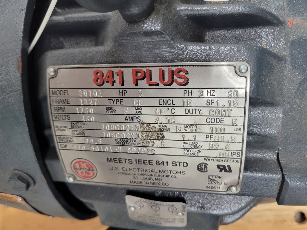 US MOTORS S010A 3HP 132T 460V 4.05A NSNP