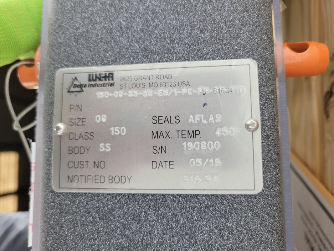 WEHR INDUSTRAL KNIFE GATE VALVE PANG9NX3CEFK9N 150PSI NSNP