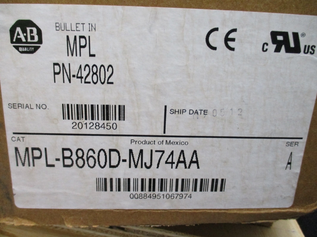 ALLEN BRADLEY MPL-B860D-MJ74AA SER. A 460V 47.5A NSMP