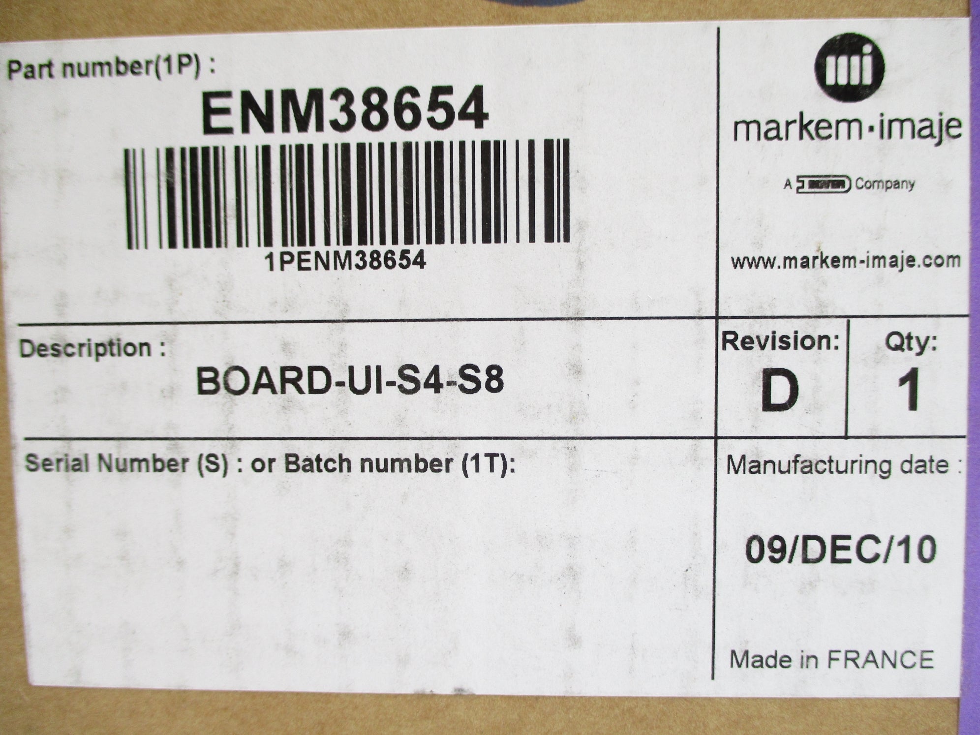 MARKEM ENM38654 REV. D NSMP