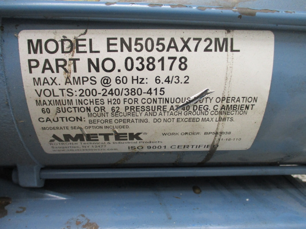 AMETEK EN505AX72ML 038178 6.4/3.2A 200-240/380-415V UNMP