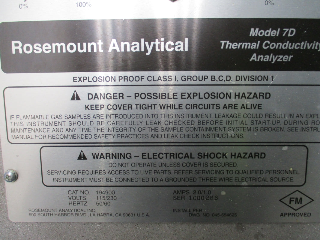 ROSEMOUNT ANALYTICAL MODEL 7D 194900 115/230V 2.0/1.0A NSMP