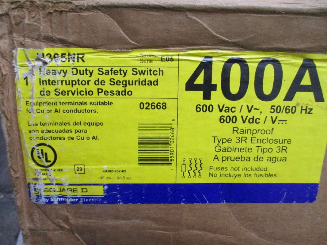 SQUARE D H365NR SER. E05 400A 600VAC NSMP