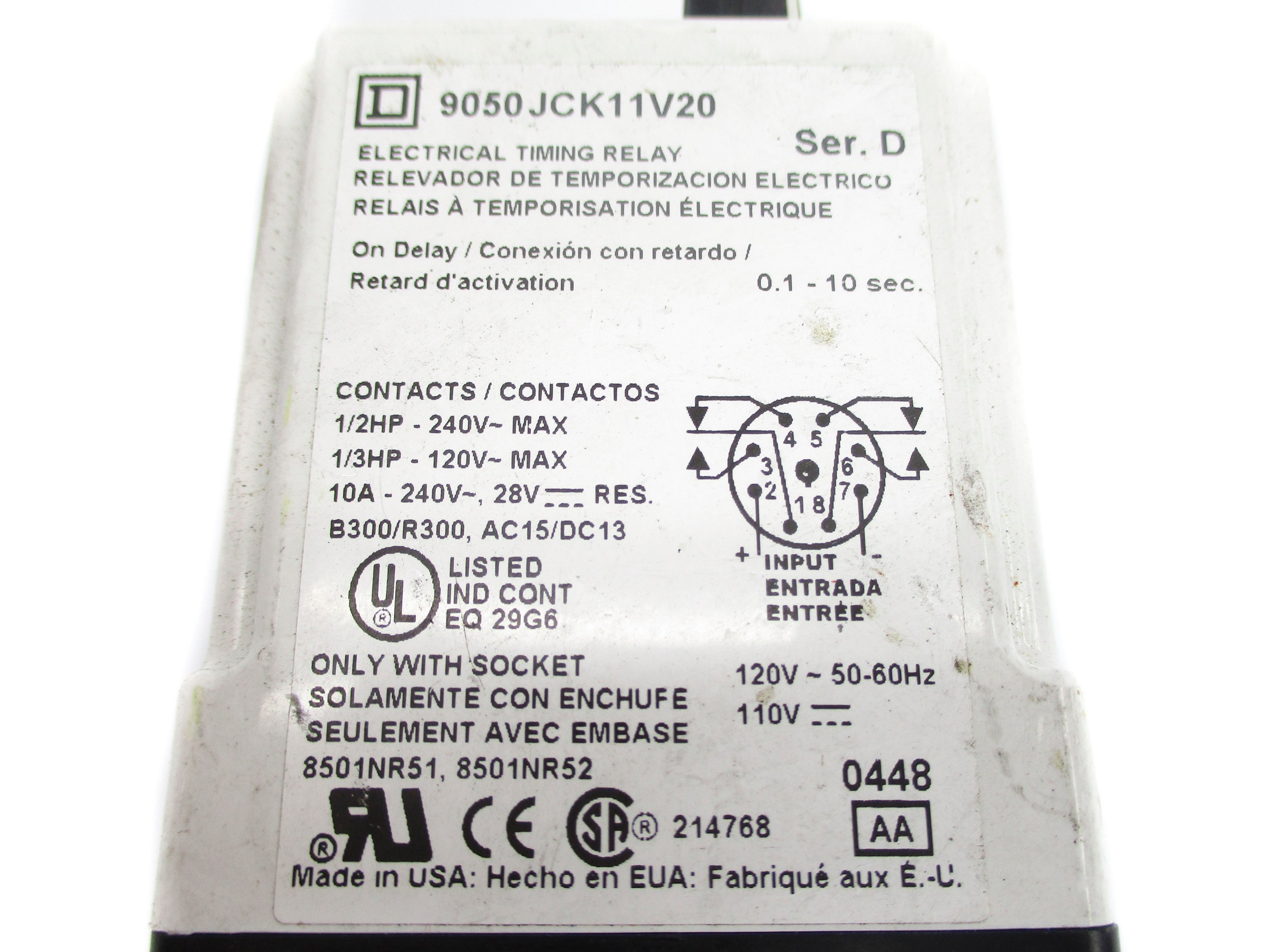 SQUARE D 9050JCK11V20 SER. D 10A 240V UNMP