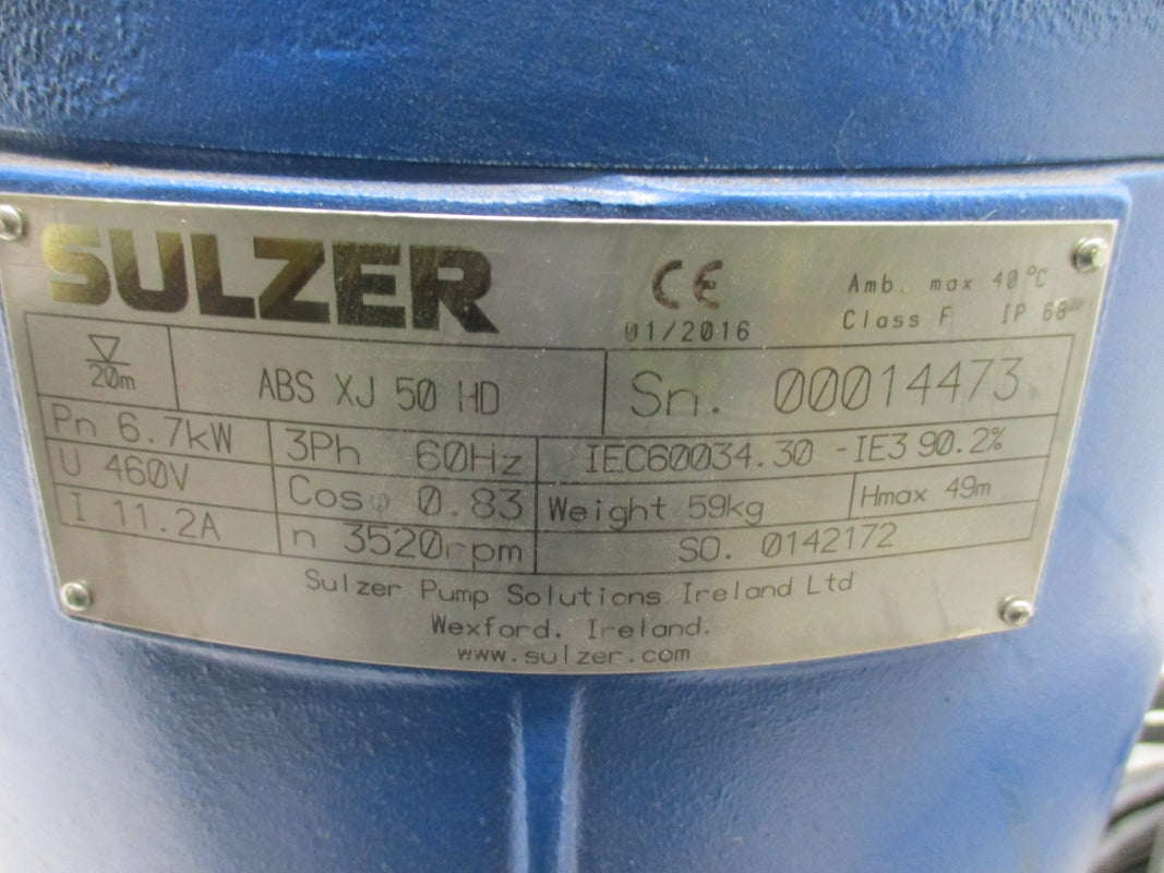 SULZER PUMP SOLUTIONS ABSXJ50HD 460V NSNP