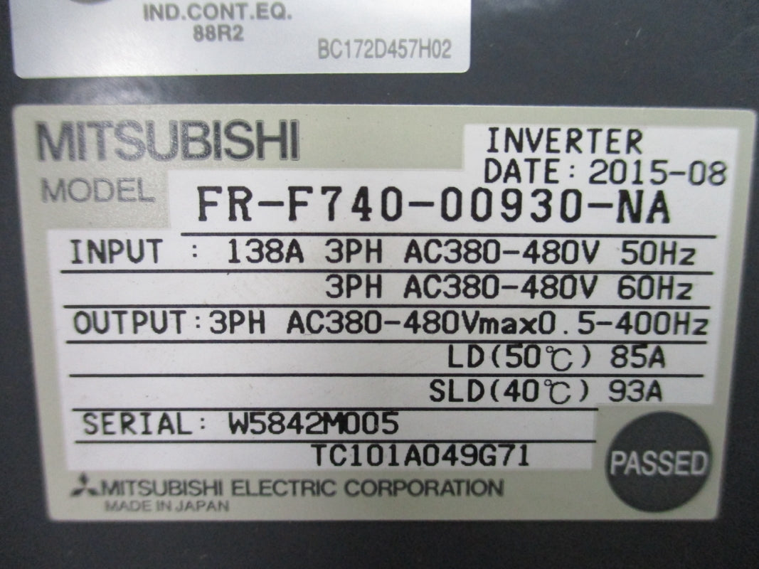 MITSUBISHI FR-F740-00930-NA 138A 380/480VAC NSNP