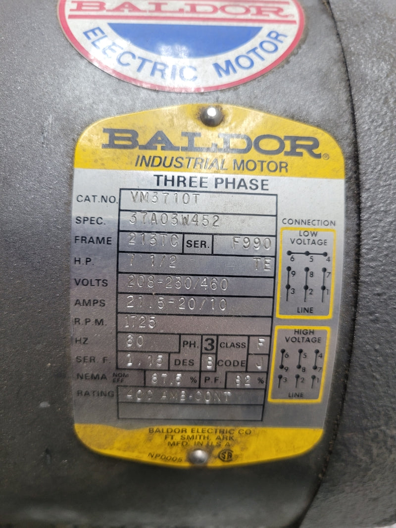 BALDOR VM3710T 208-230/460V 21.5-20/10A UNMP