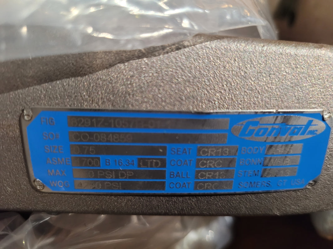CONVAL 8291Z 0.75 VALVE W/ RCI460DA 142PSI NSMP