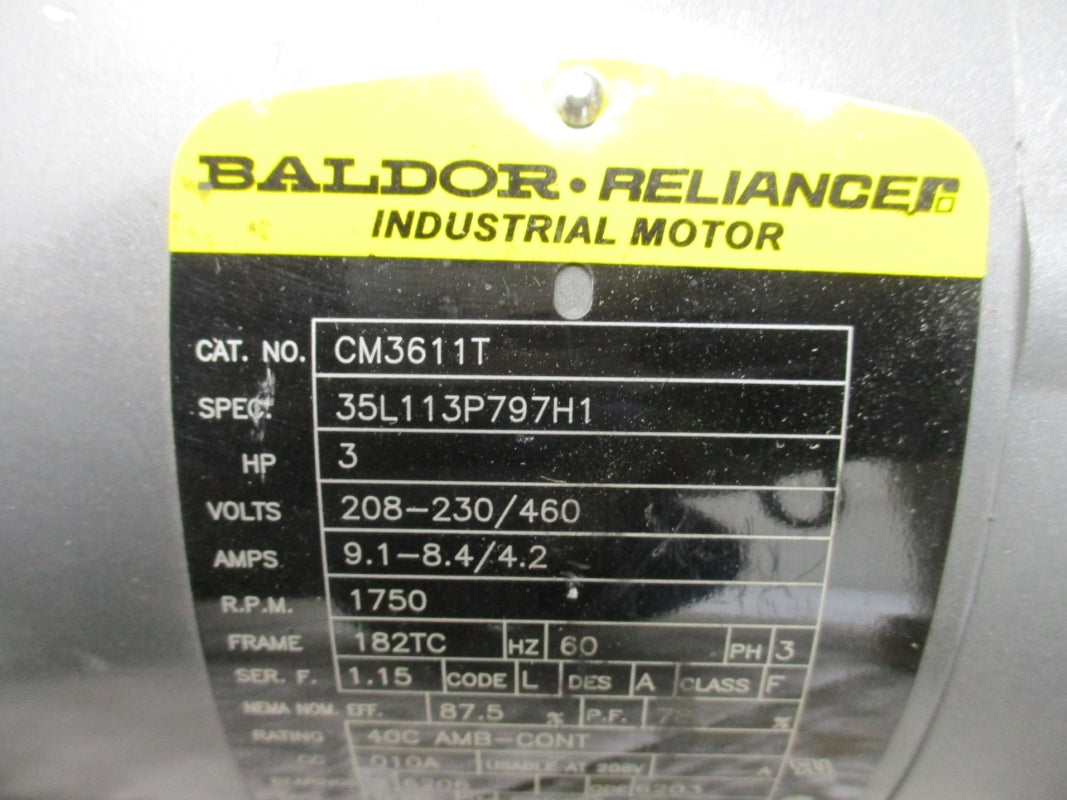 BALDOR CM3611T 35L113P797H1 208-230/460V 9.1-8.4/4.2A NSNP