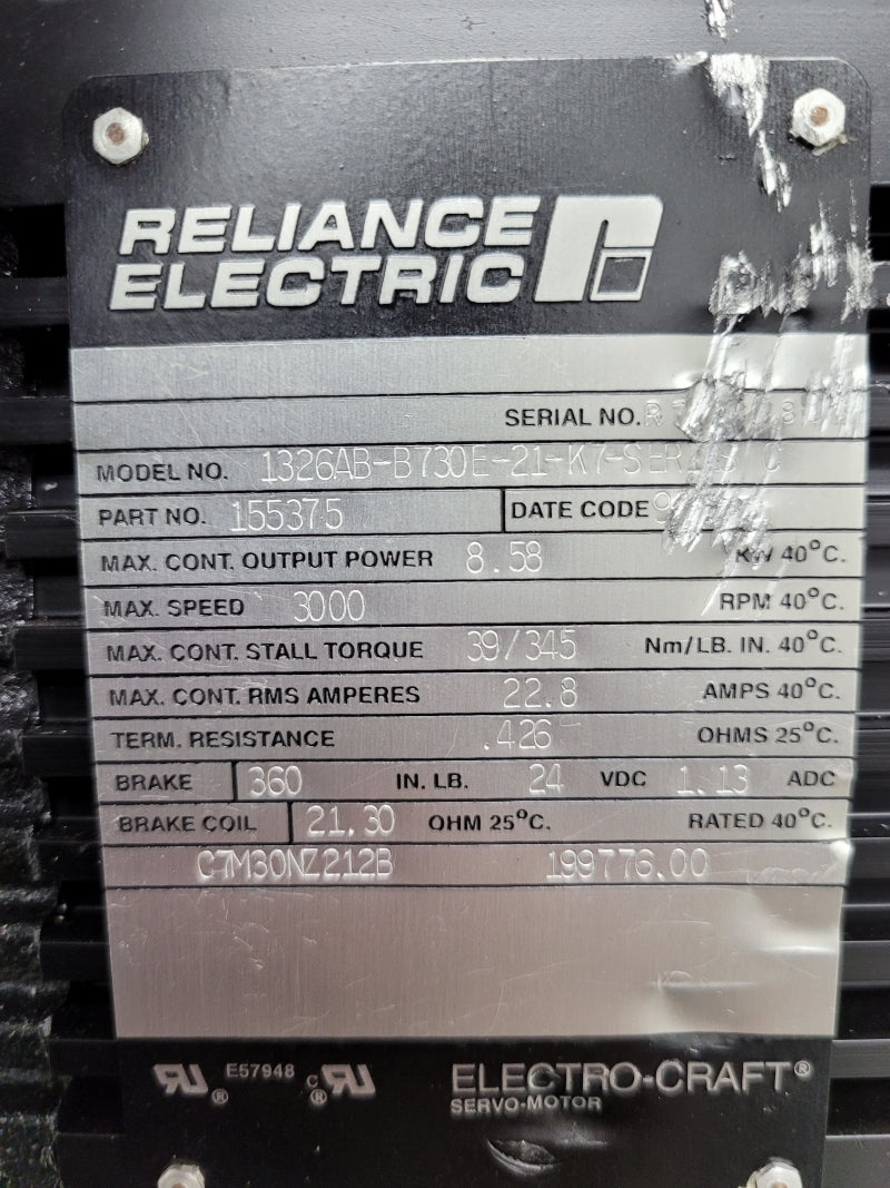 RELIANCE ELECTRIC 1326AB-B730E-21-K7 155375 SER. C 24VDC 22.8A NSNP