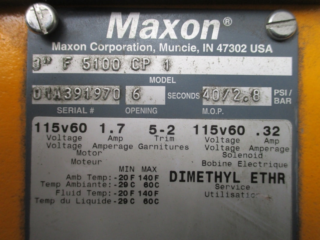 MAXON F5100CP1 3" 115V 1.7A 40PSI NSNP