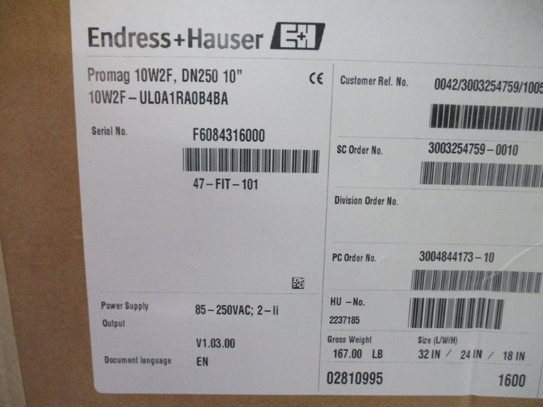 ENDRESS+HAUSER 10W2F-UL0A1RA0B4BA 85-250VAC NSMP