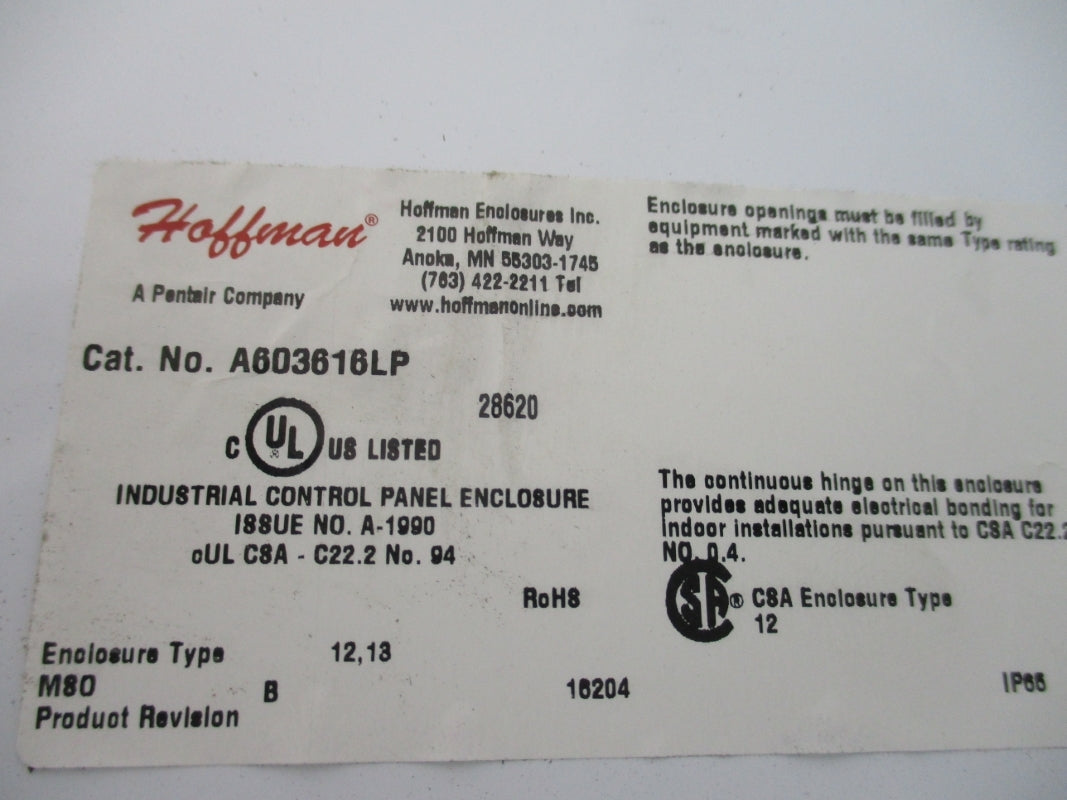 HOFFMAN A603616LP NSNP