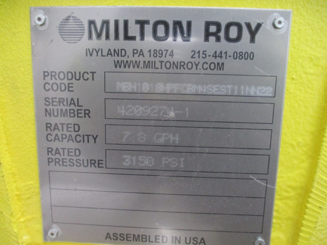 MILTON ROY MBH1018HPFCBM4SEST11NN22 3150PSI NSNP