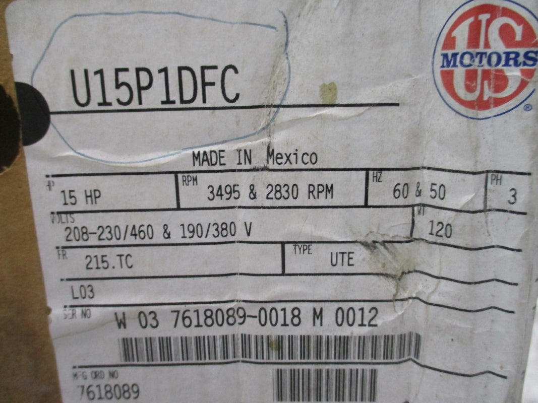 US MOTORS U15P1DFC 208-230/460V NSMP
