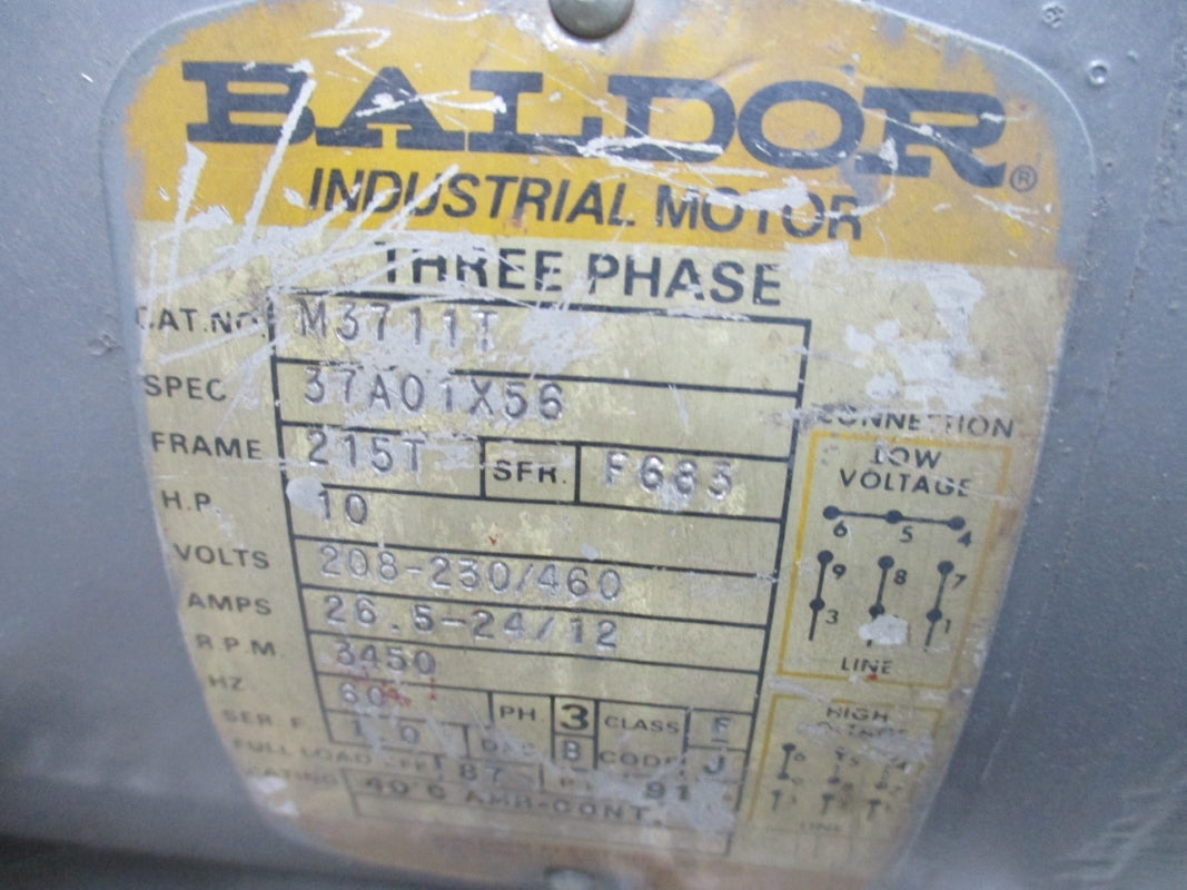 BALDOR M3711T 37A01X56 208-230/460V 26.5-24/12A UNMP