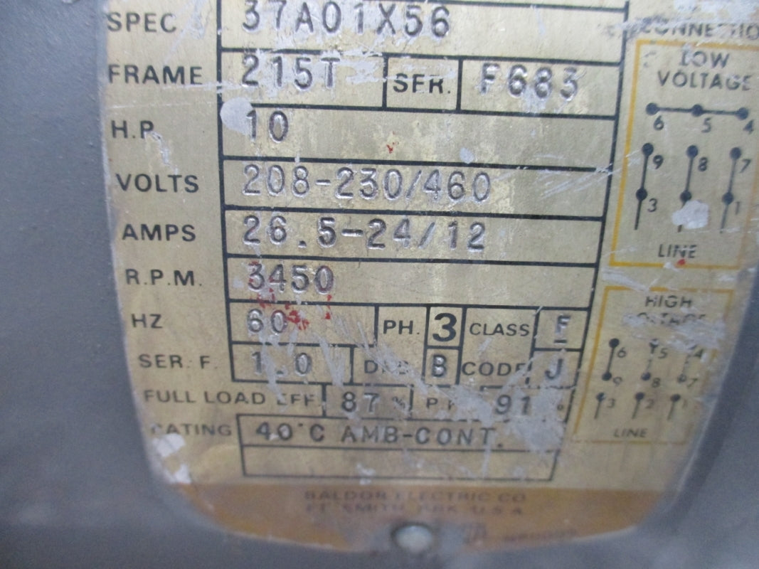 BALDOR M3711T 37A01X56 208-230/460V 26.5-24/12A UNMP
