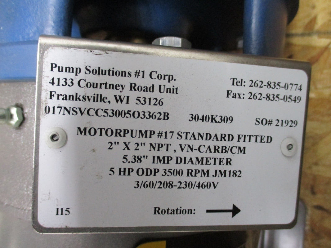 PUMP SOLUTIONS #1 MODEL 17 017NSVCC53005O3362B 3/60/208-230/460V NSMP