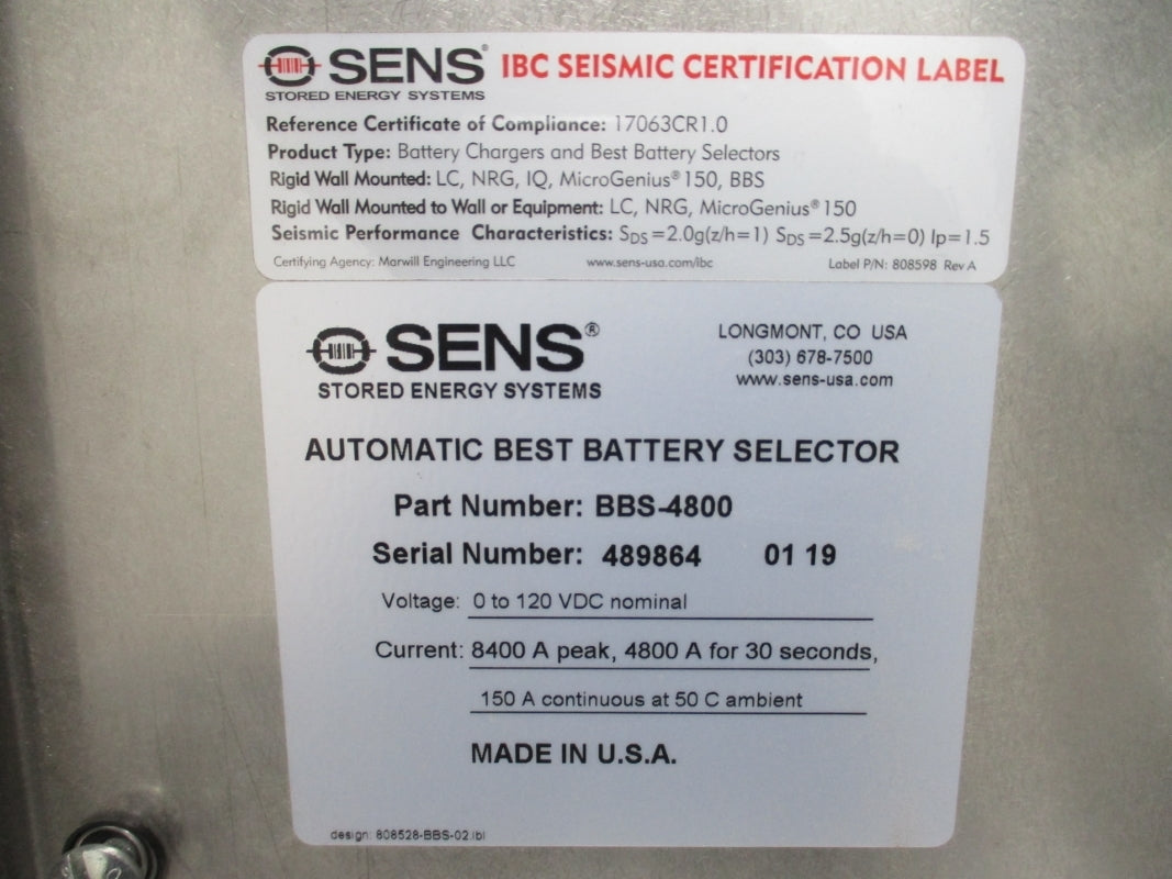 SENS BBS-4800 0-120VDC 8400A NSNP