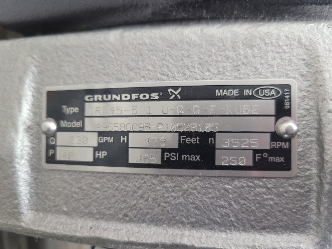 GRUNDFOS CRN45-5-1 U-G-G-E-KUBE A96586095-P10528185 365PSI NSNP