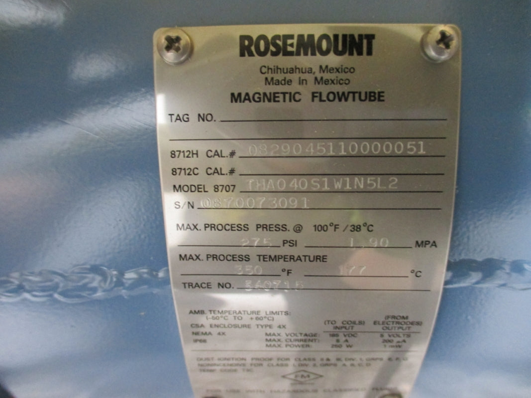 ROSEMOUNT 8707THA040S1W1N5L2 275PSI NSNP
