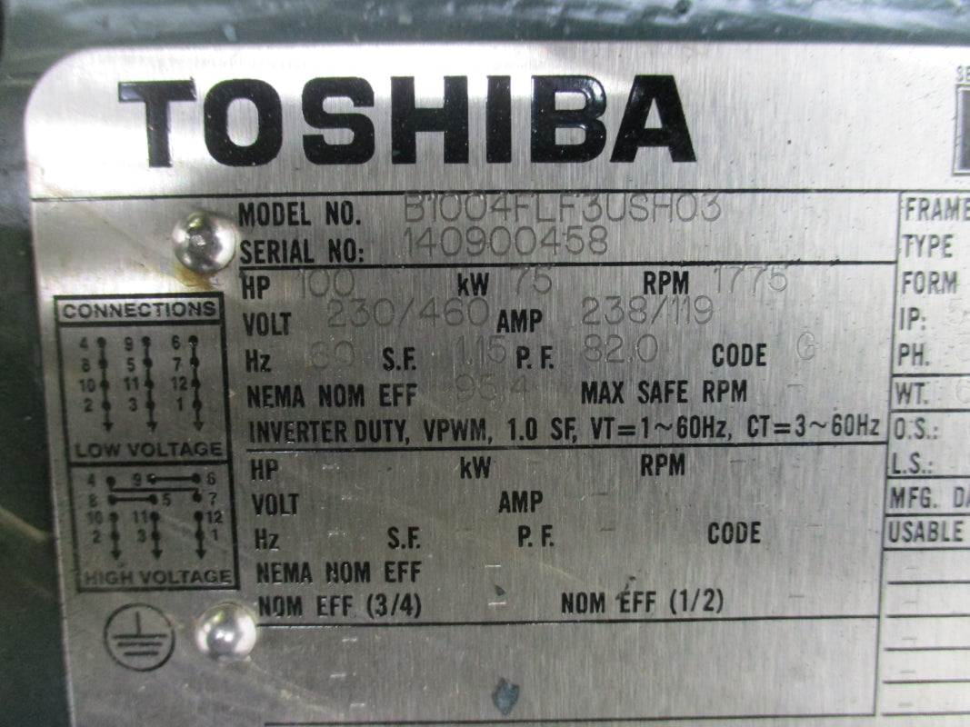 TOSHIBA B1004FLF3USH03 230/460V 238/119A NSNP
