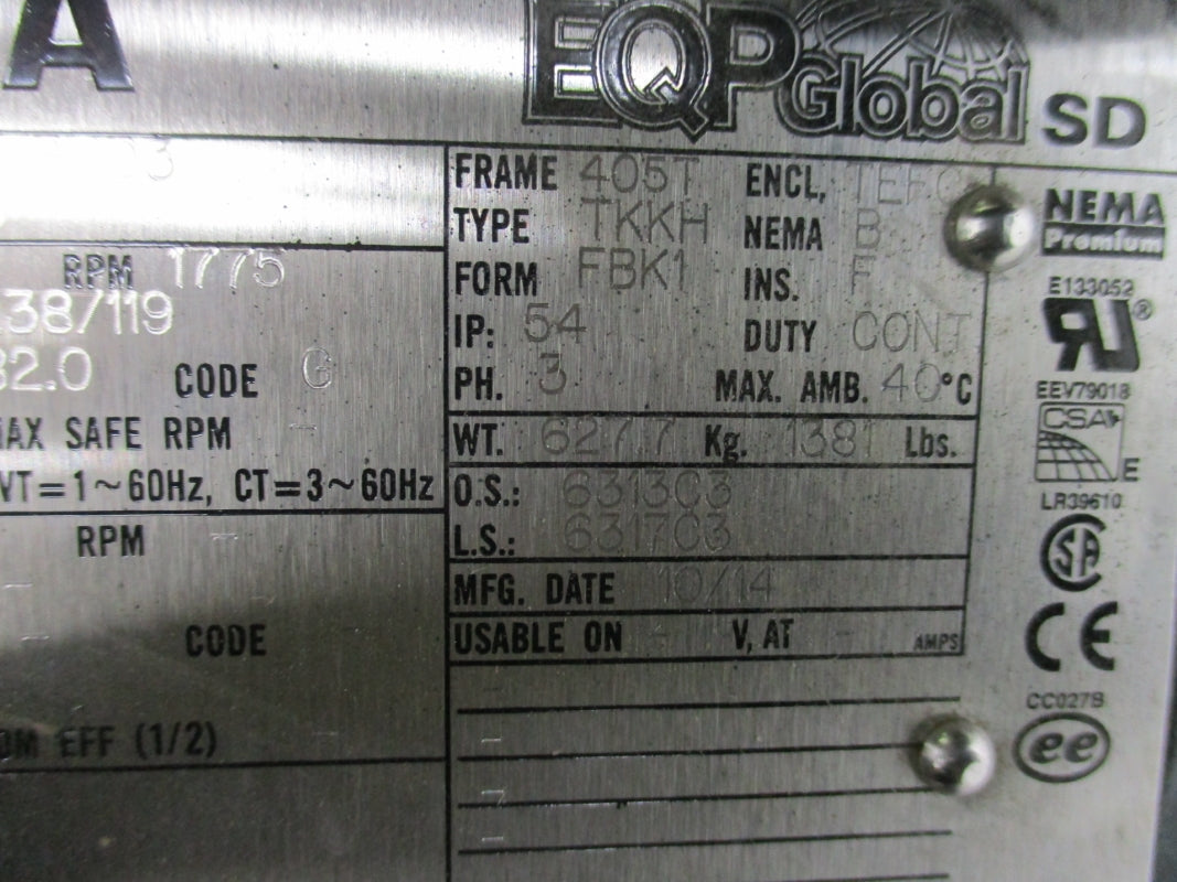 TOSHIBA B1004FLF3USH03 230/460V 238/119A NSNP