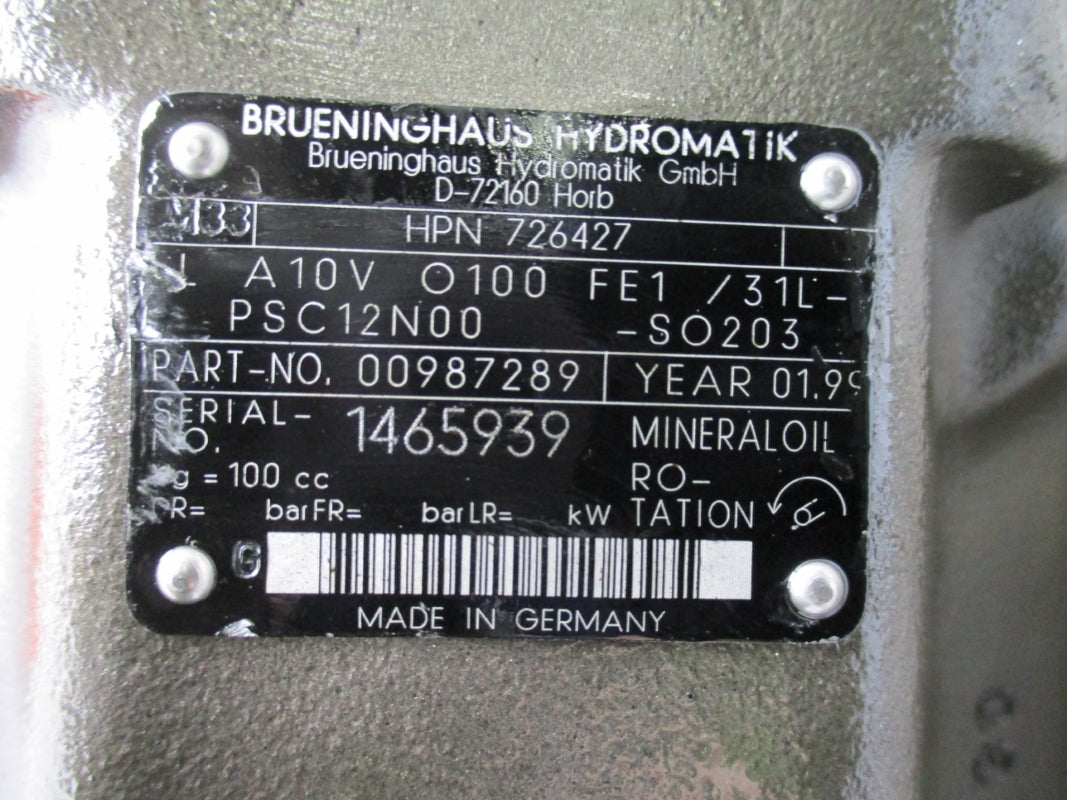 BRUENINGHAUS HYDROMATIK A10V O 100 FE1/31L-PSC12N00-SO203 HPN726427 00987289 NSNP
