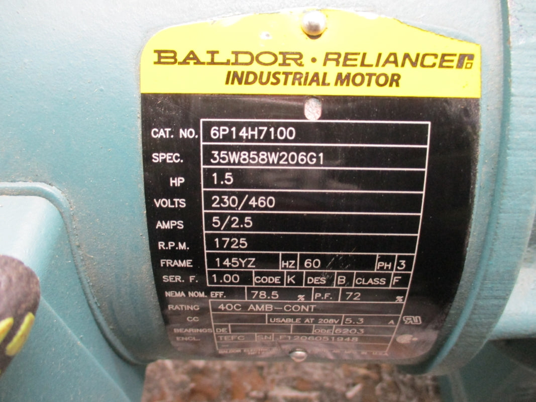 MASTER POWER TRANSMISSION 7853472001FQ W/ BALDOR 6P14H7100 230/460V 5/2.5A NSNP
