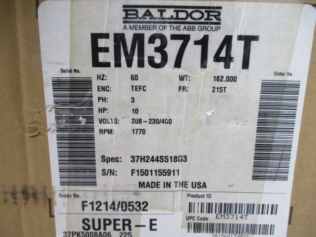 BALDOR EM3714T 208-230/460V 25.4-24/12A NSMP